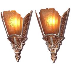 Pair of Slip Shade Wall Sconces, 1930