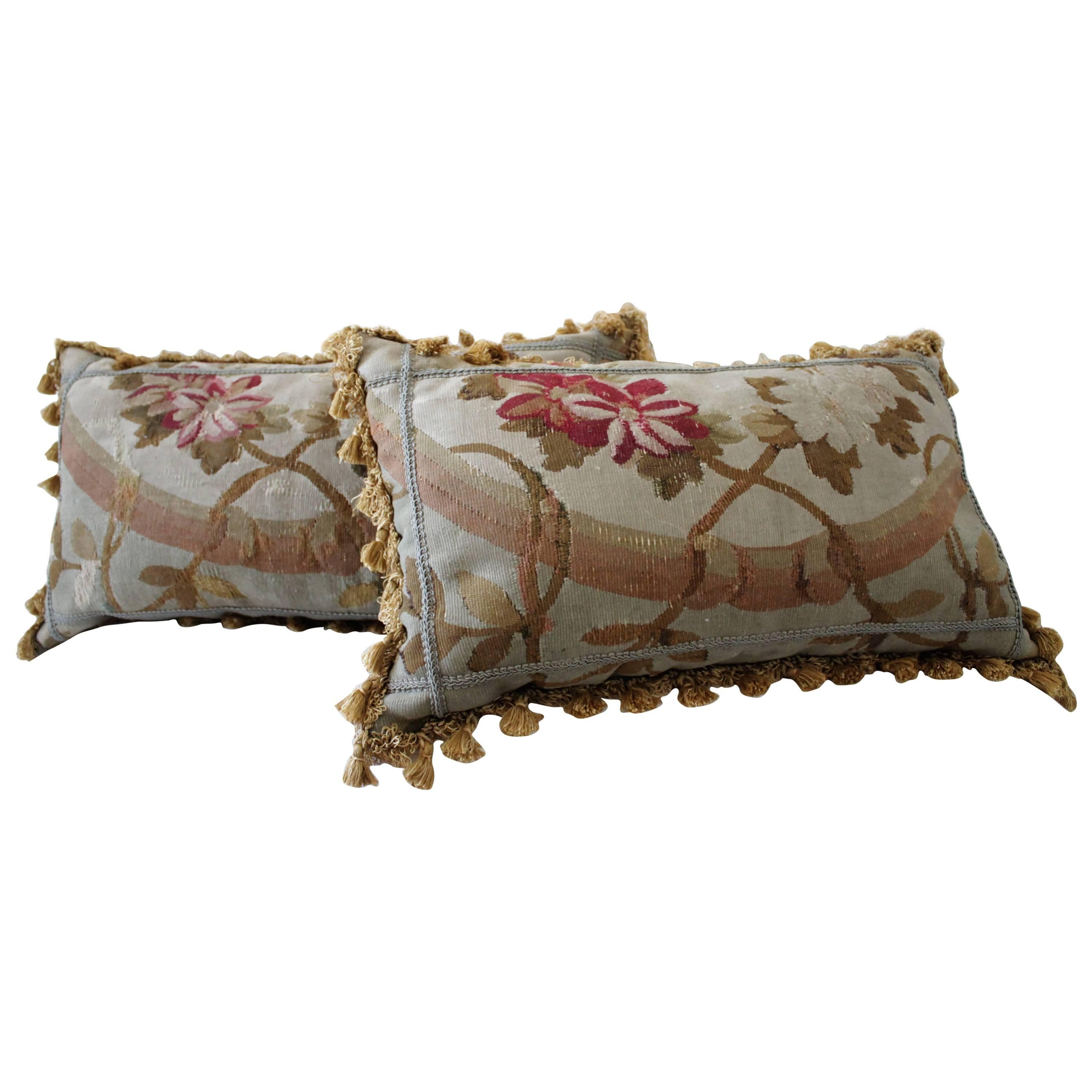 19th Century Aubusson Lumbar Pillows