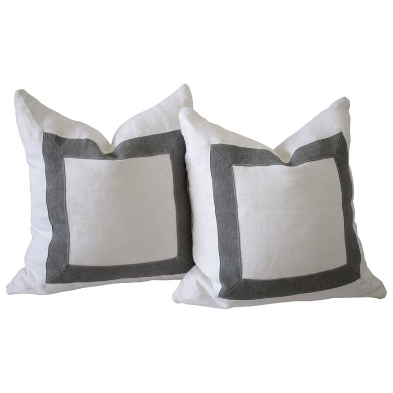 CustomMade Stone Washed Linen Pillows with Down Inserts For Sale at 1stdibs