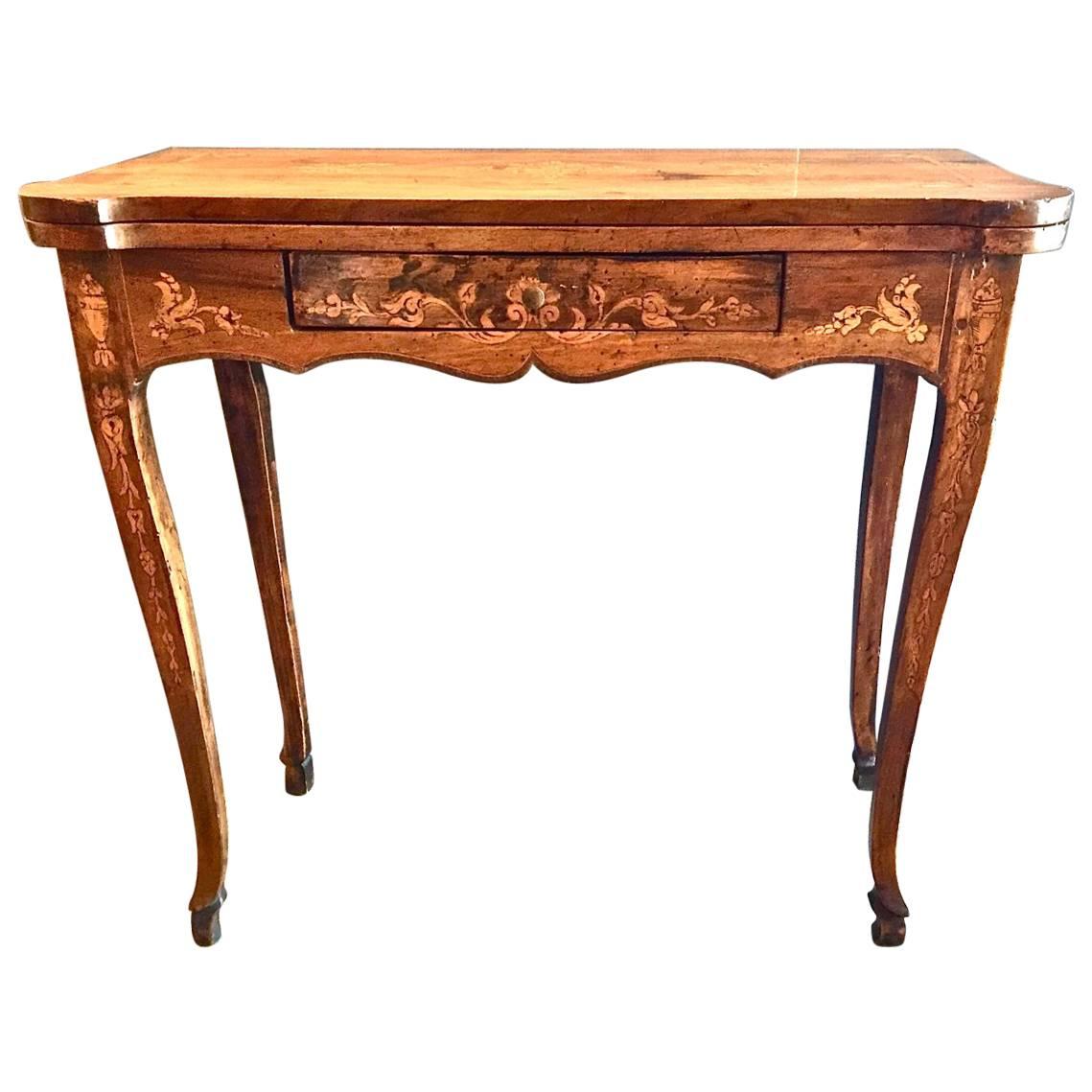 Italian Walnut Fold-Over Rococo Games Table, circa 1750-1760