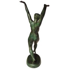 Vintage Art Deco Bronze Nude Sculpture by George Halbout