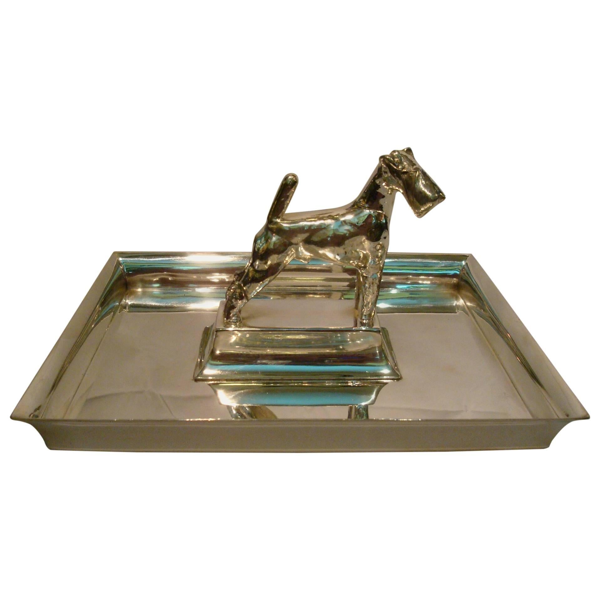 Art Deco Gallia, Christofle "DOG" Fox Terrier Centerpiece, France, 1930