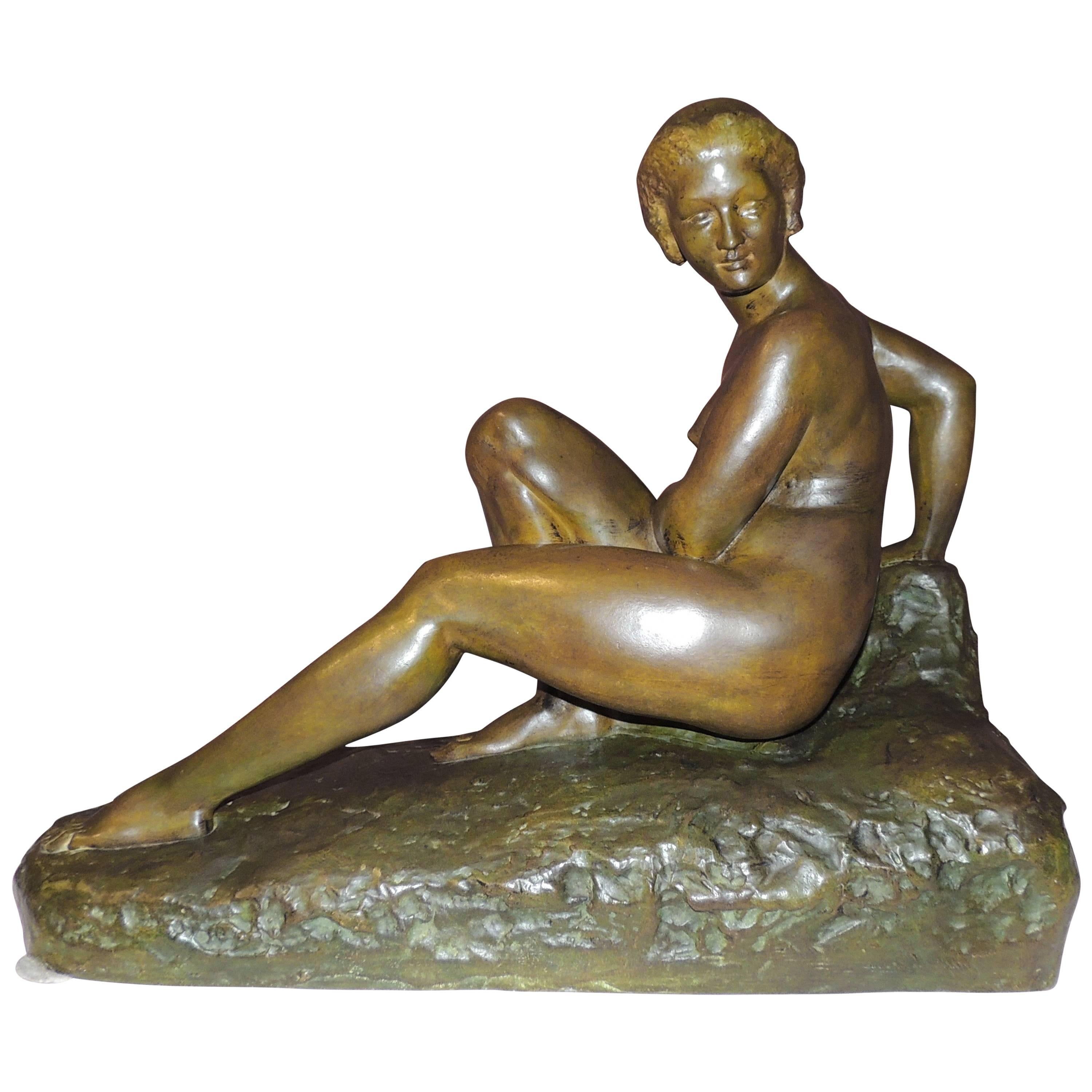 Art Deco Woman- Bronze Sculpture by Marcel Bouraine
