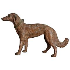 Art Nouveau Cast Iron Decorative Object or Doorstop Depicting a Hunting Dog