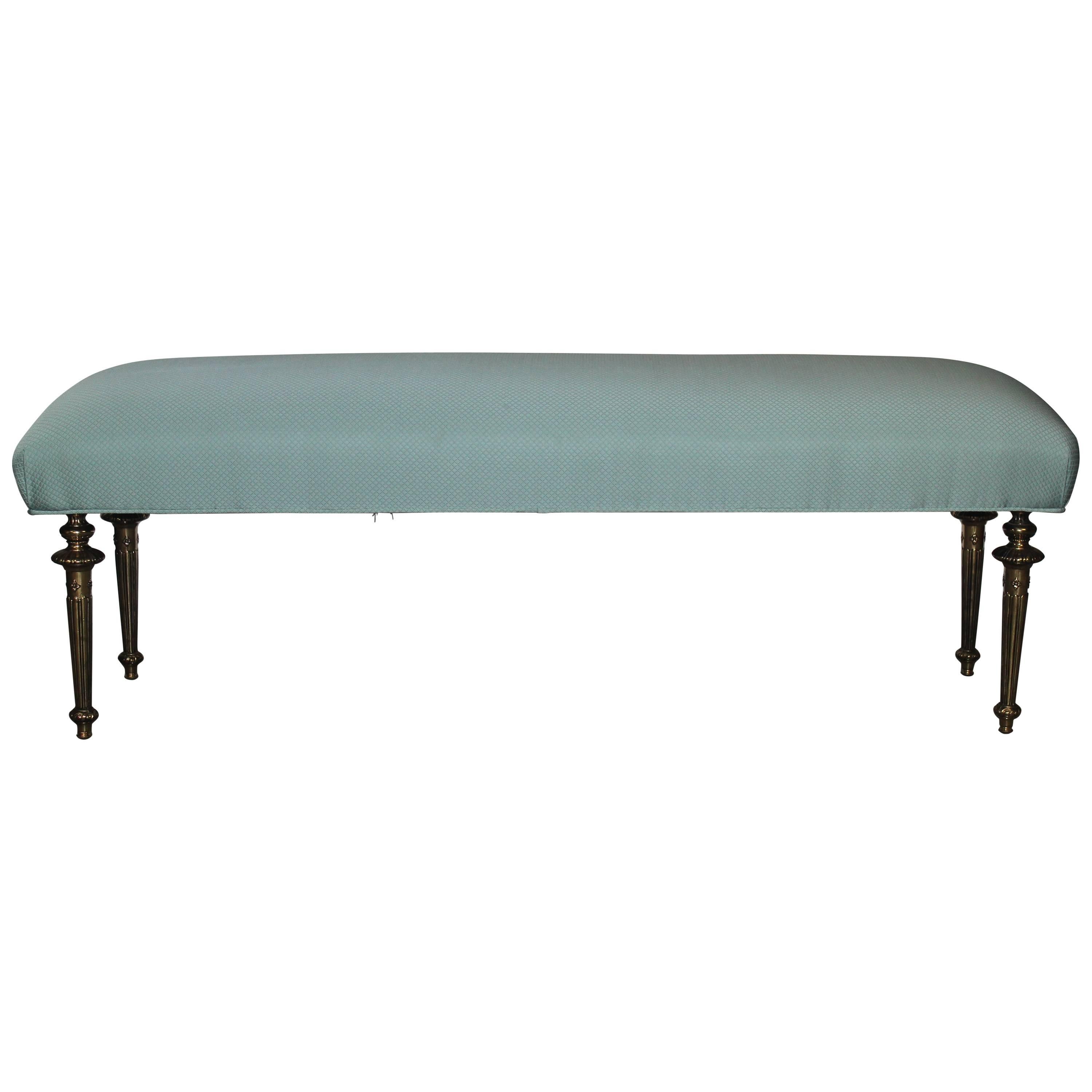 Brass Upholstered Bench