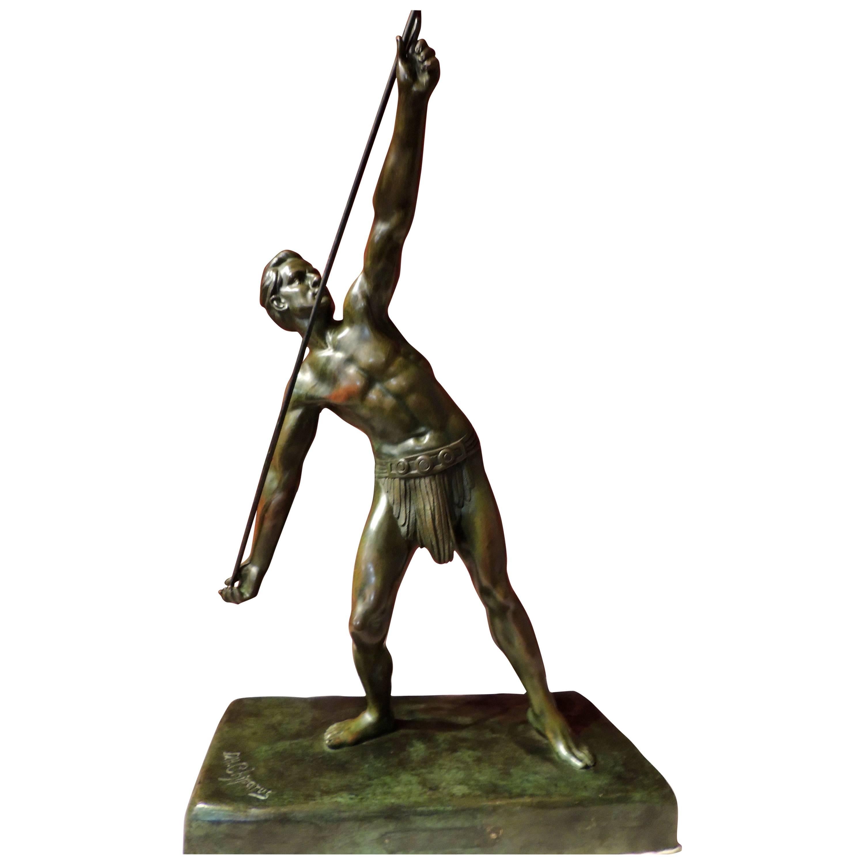 Bronze Art Deco Sculpture Statue "The Javelin Thrower" by Demetre Chiparus