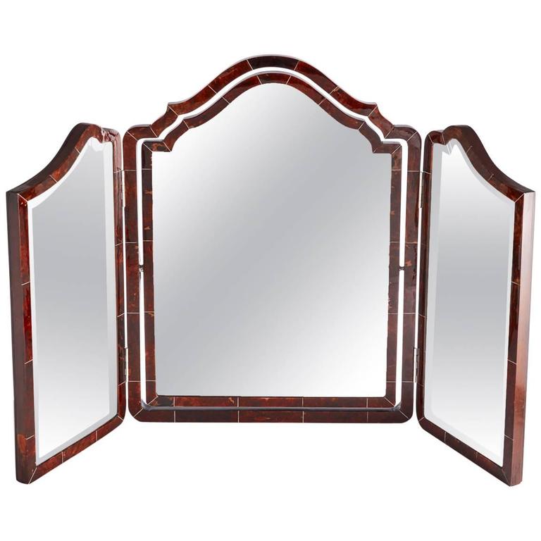 Large Art Deco Three Fold Tortoiseshell Vanity Mirror English Circa Large Art Deco Three Fold Tortoiseshell Vanity Mirror English Circa 1920 For