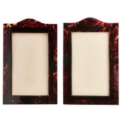 Beautiful Pair of Arch Top Elongated Tortoiseshell Photograph Frames, circa 1910