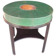 Tommi Parzinger for Charak, Side Occasional Round Leather Table, Leather