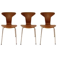 Vintage Three Arne Jacobsen Mosquito Chairs in Teak