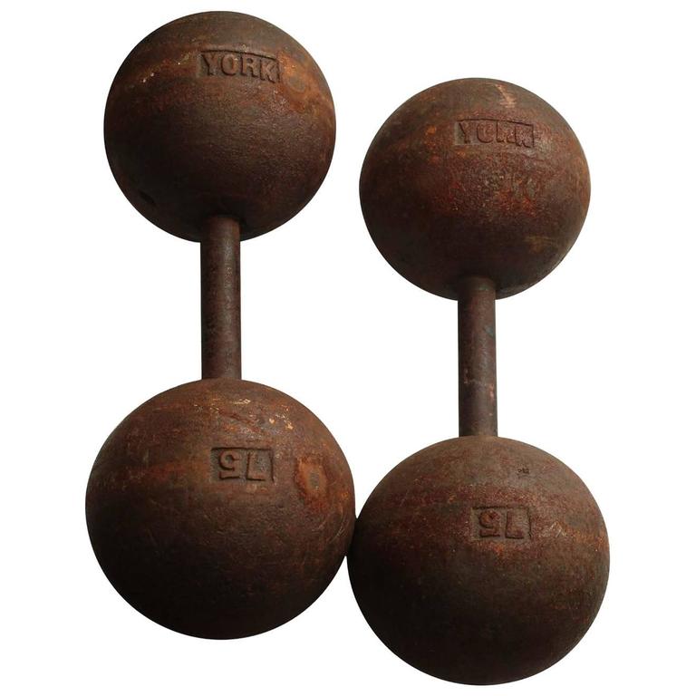 Authentic York Dumbbells 75 Pounds For Sale at 1stdibs
