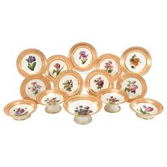 15-Piece Old Paris Dagoty Hand-Painted Botanical Peach and Gold Dessert Set 2