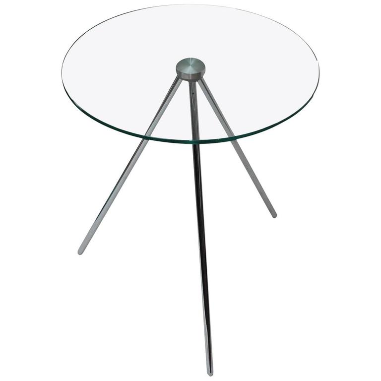 MidCentury Glass and Chrome Side Table at 1stDibs