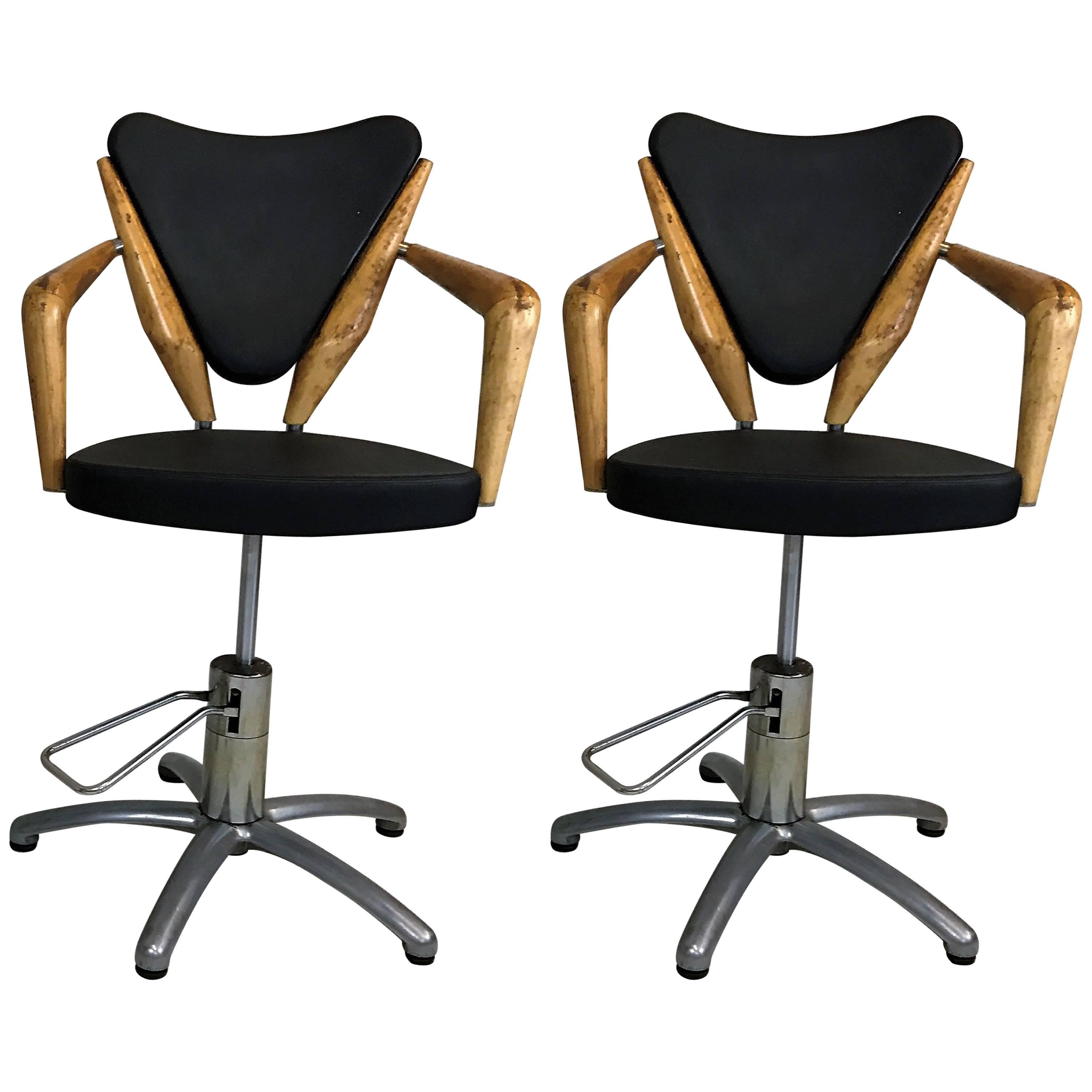 Pair of Mid-Century European Hydraulic Salon Chairs Attributed to Ico Parisi For Sale