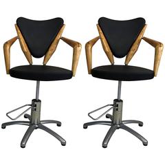 Pair of Mid-Century European Hydraulic Salon Chairs Attributed to Ico Parisi