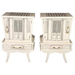 Pair of Commodes or Nightstands in the Style of Fornasetti circa 1960