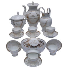 Antique Old Paris Coffee Service with Text, France, 1850-1880