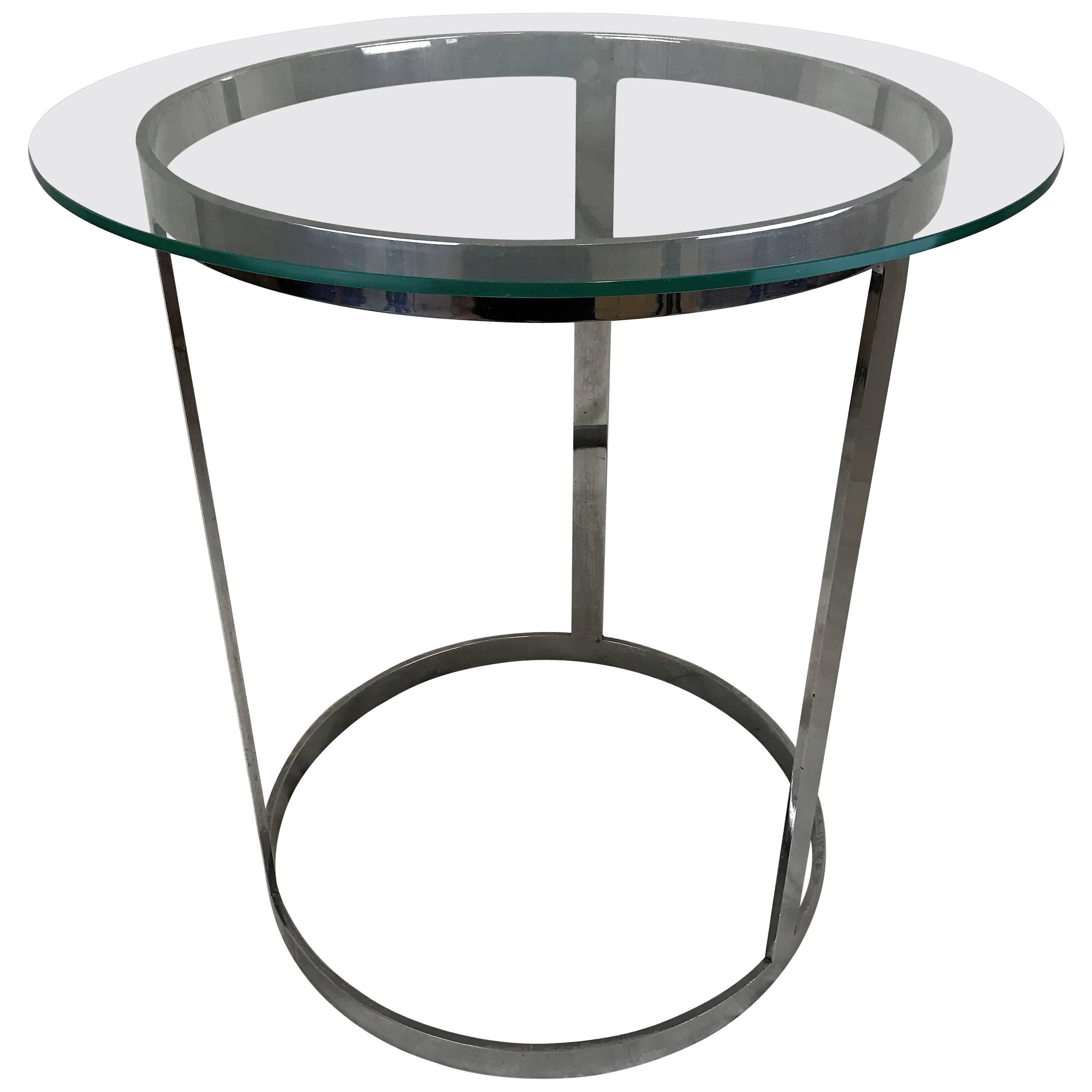 20th Century Milo Baughman Chrome and Glass Occasional Table For Sale