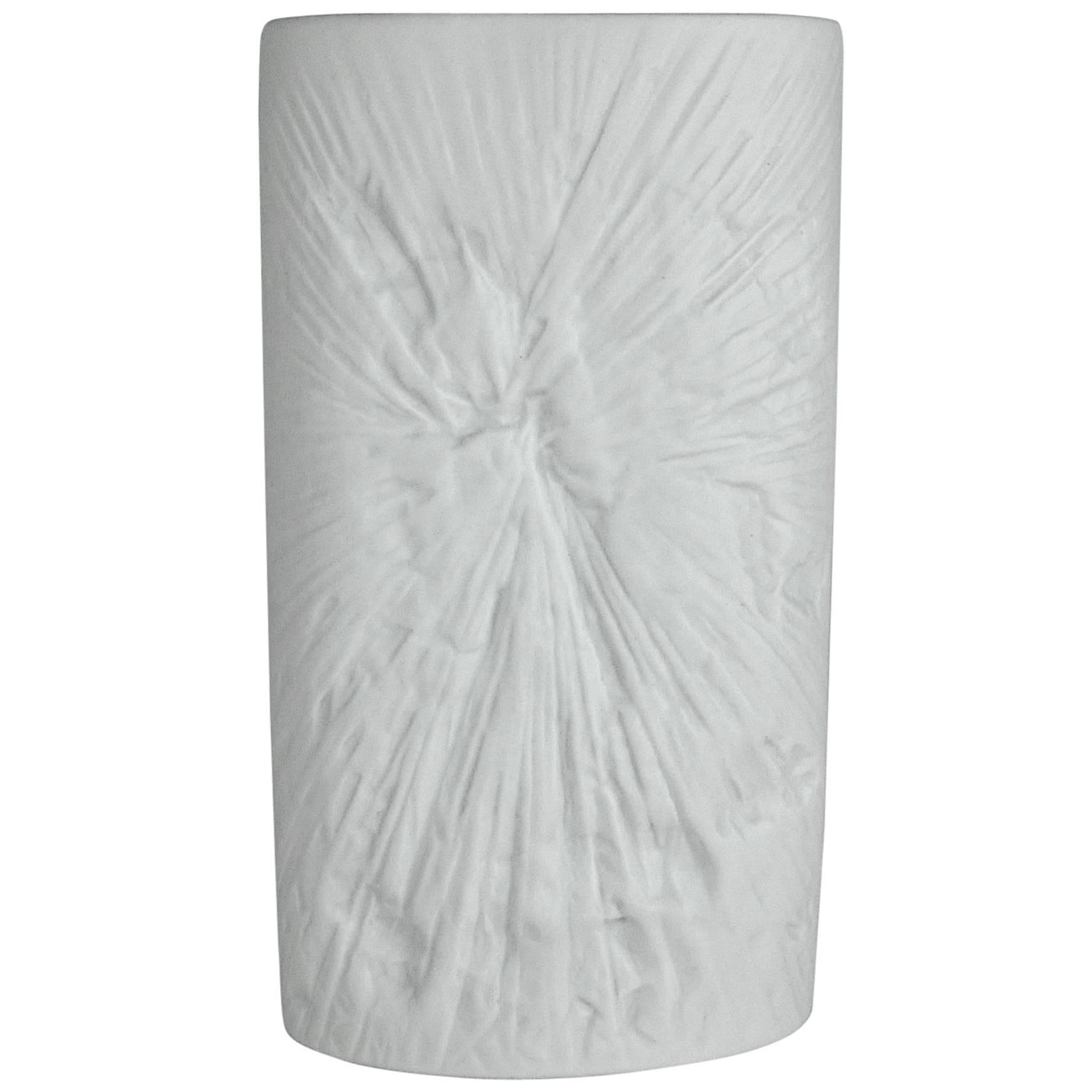 Midcentury Op Art White Porcelain Vase by Martin Freyer for Rosenthal