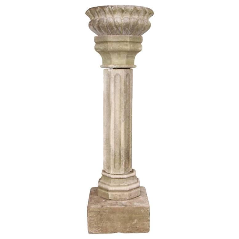 19th Century Marble Pedestal with Planter Bowl