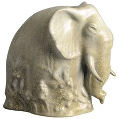Stoneware Elephant by Arne Bang, Denmark, 1930s