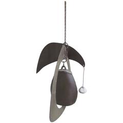 Retro Handmade Hanging Abstract Sculpture, Kinetic Wind Chime/Bell, circa 1970s
