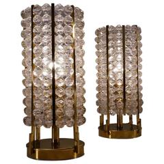 Hillebrand Table Lamps Lucite Beads and Brass, circa 1970s, German