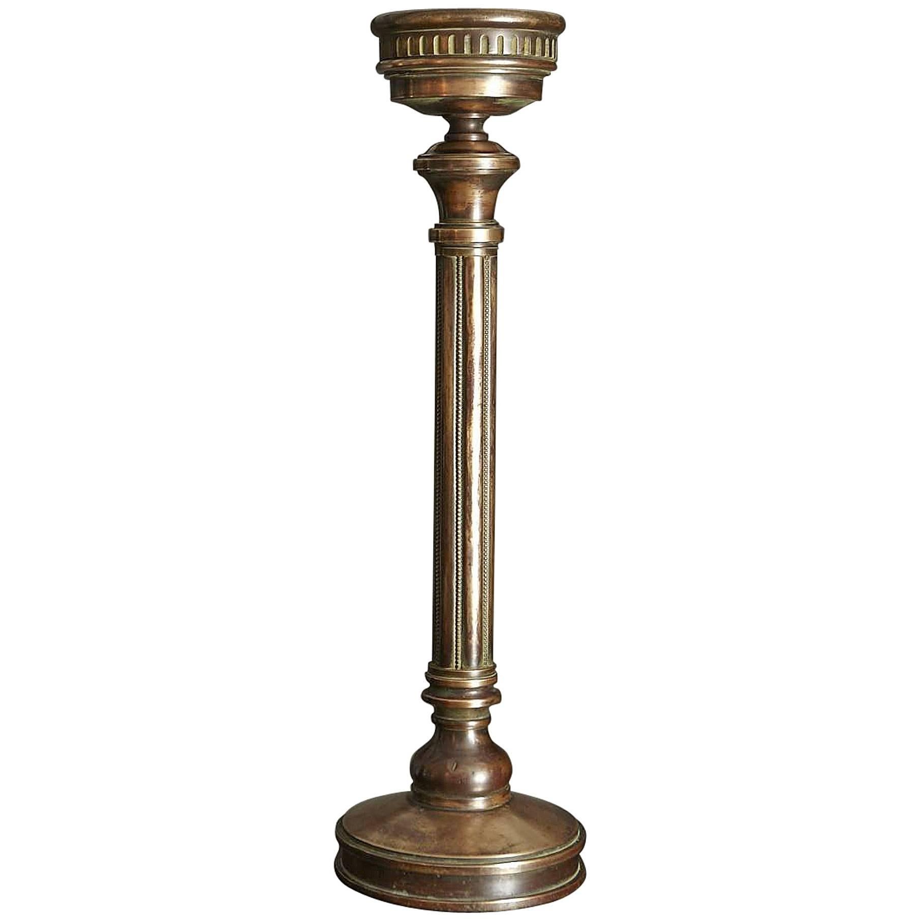 Antique Early 20th Century Tall Brass Candleholder