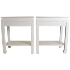Pair of White Lacquer Tables, USA, circa 1960s