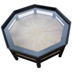 Octagon Shaped Two-Tone Baker Black Coffee Table