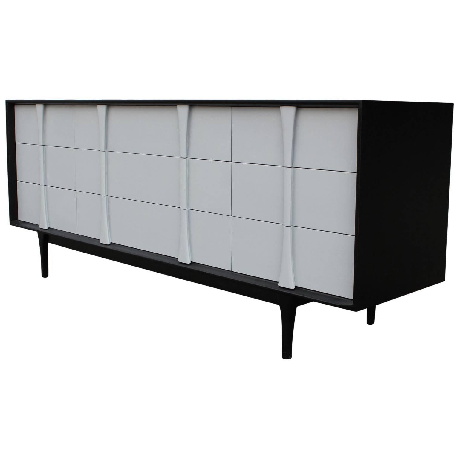 Large NineDrawer Sculptural Modern Dresser Grey and Black at 1stDibs