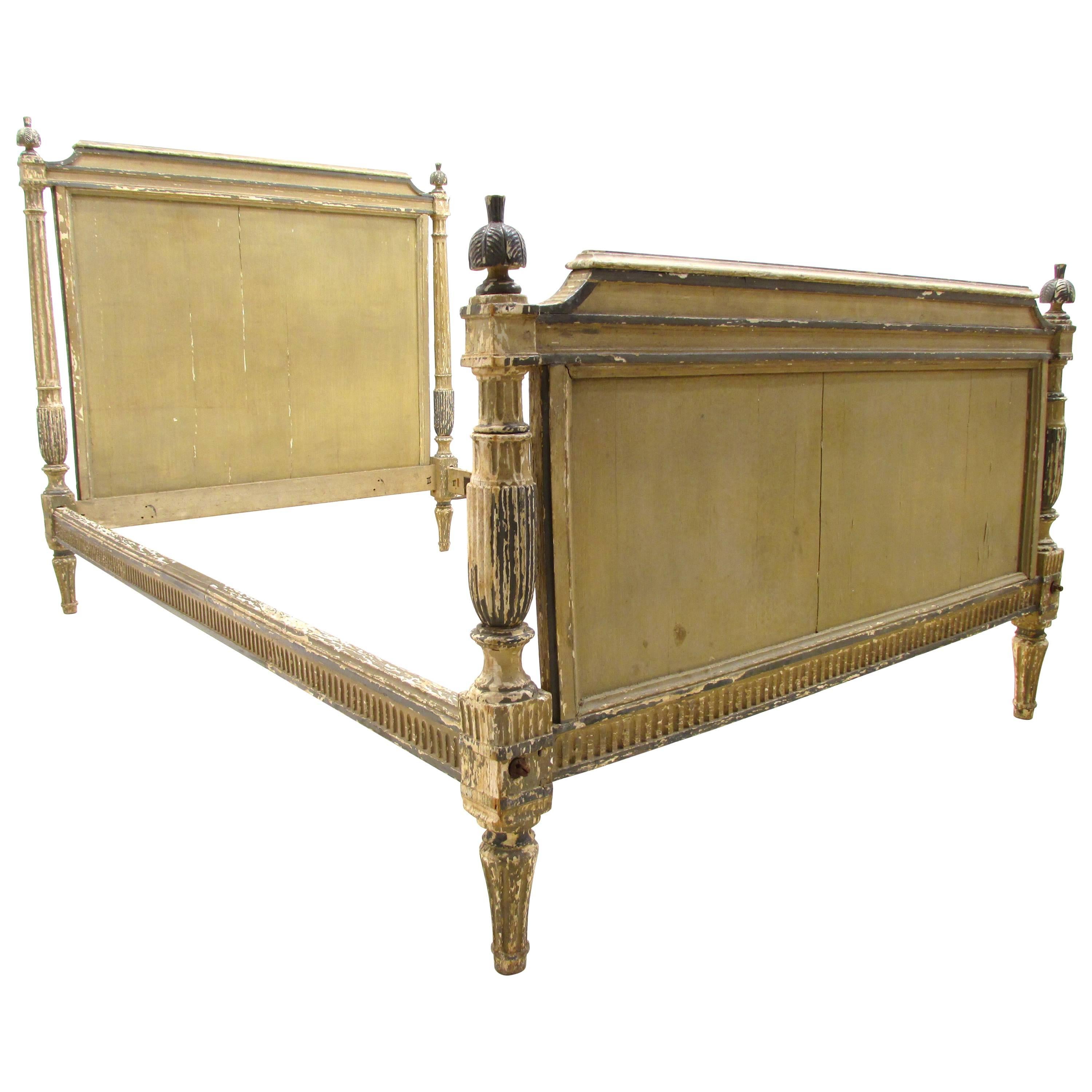 Antique French Painted Louis XVI Directorie Bed For Sale