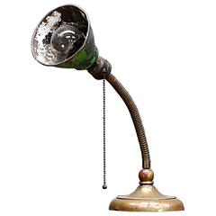 Antique Industrial Brass Yeomens Gooseneck Workshop Lamp