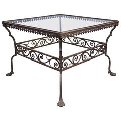 1920s Iron Coffee Table with Beautiful Scroll Details