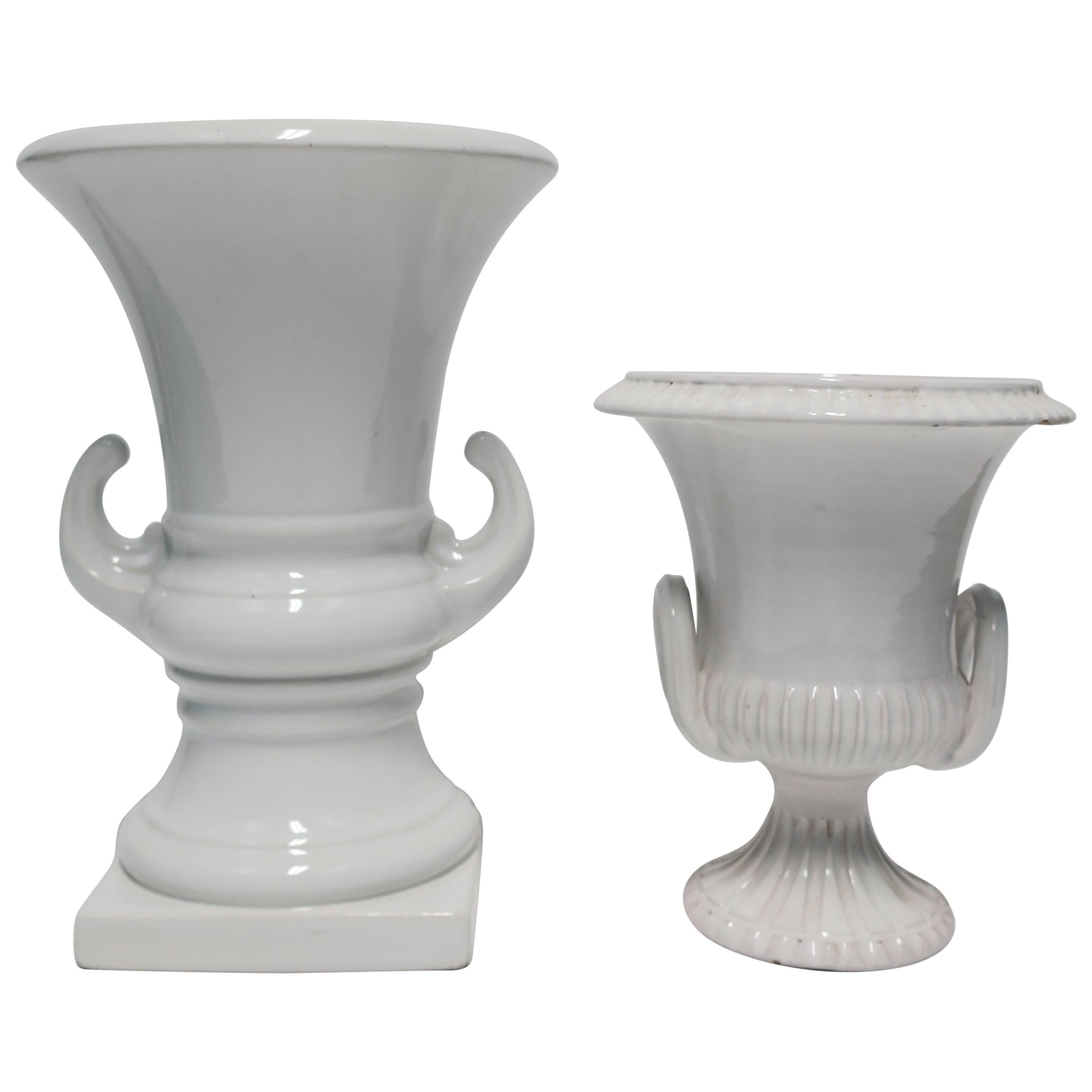 Italian White Pottery Urns Vases