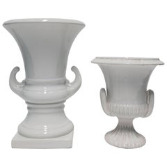 Italian White Pottery Urns Vases