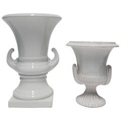 Neoclassical Italian White Pottery Urn Vessel or Vase, Italy 4