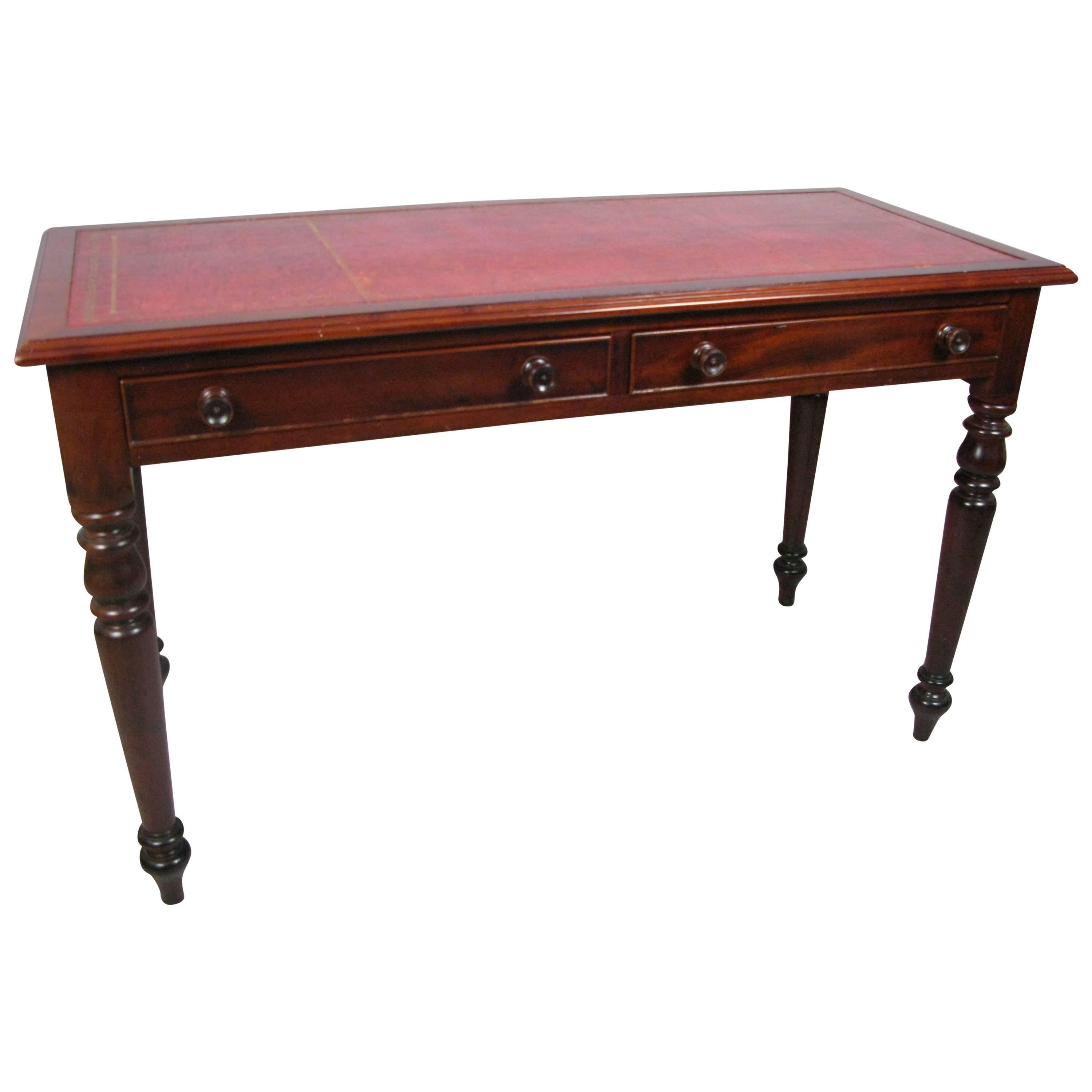 19th Century English Mahogany and Leather Top Writing Desk