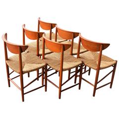 Set of Six Teak Hvidt & Molgaard Model 316 Dining Chairs with Rewoven Seats