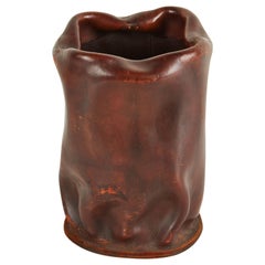 Italian Boiled Leather Waste Basket