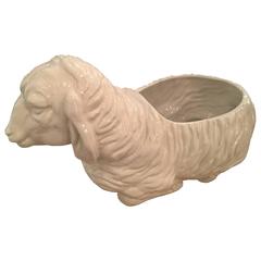 Italian Sheep Lamp White Ceramic Statue Planter Pot Vintage Hollywood Regency 9
