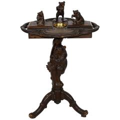 19th Century Carved Black Forest Smoking Stand with a Music Box