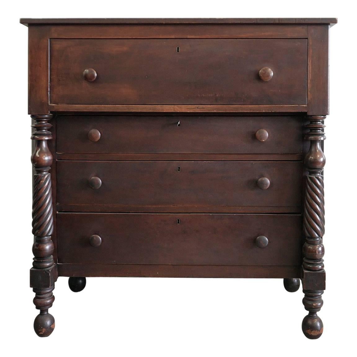 Antique 1800s Butler Chest with Desk Drawer For Sale