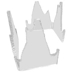 Paire de bases de table ou de bureau en Lucite Glacier Iceberg Style Lion in Frost