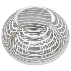 Formia 1970s Modern Italian Crystal Murano Glass Bowl with White Filigrana 2