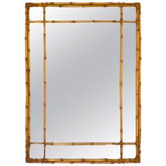 Hollywood Regency Faux Bamboo Gilt Wall Mirror 4