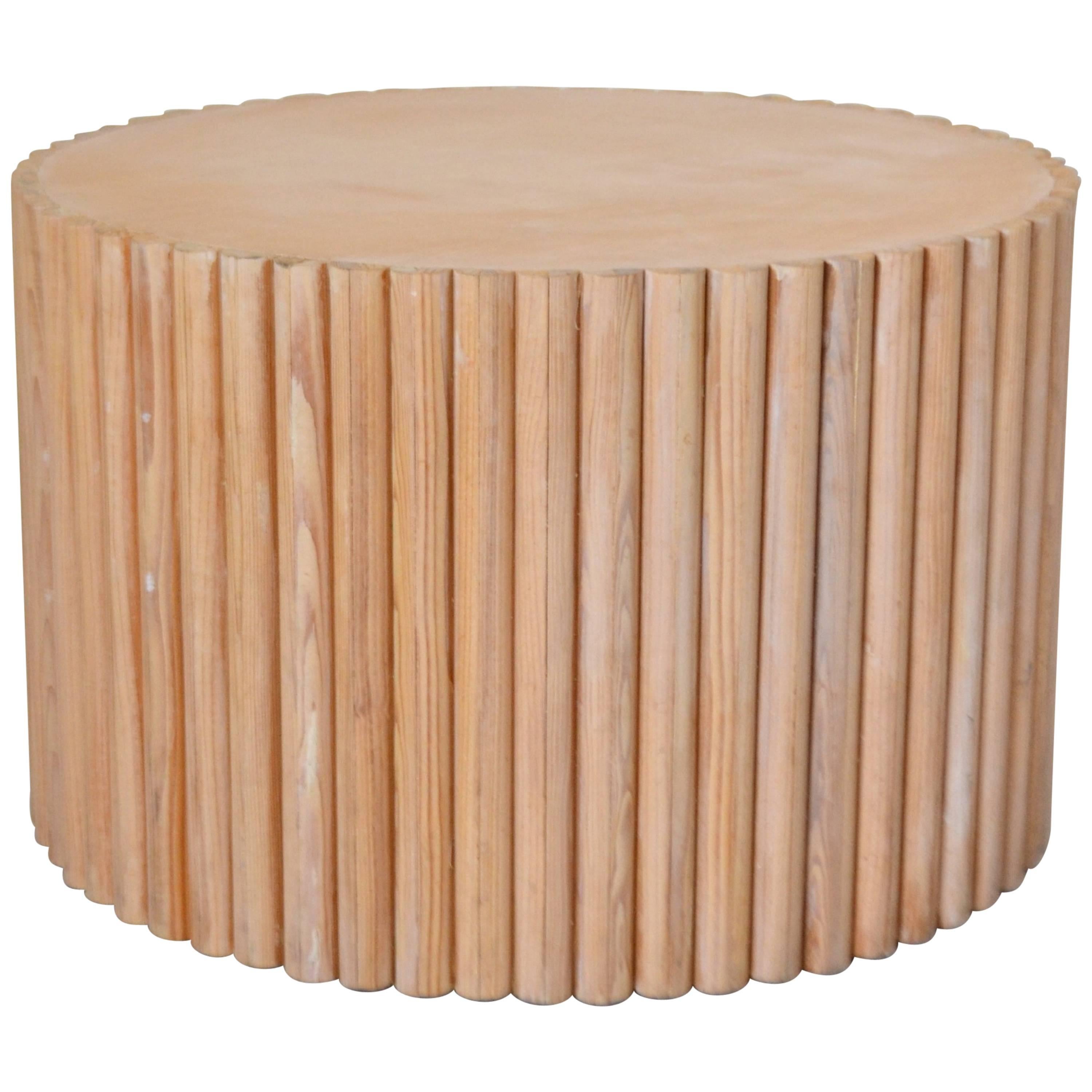 Postmodern Wooden Drum Form Side Table