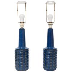 Grand Danish Pair of Table Lamps by Einar Johansen for Soholm Stentoj Ceramic