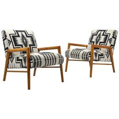 Retro Leslie Diamond Pair of Lounge Chairs by Conant Ball