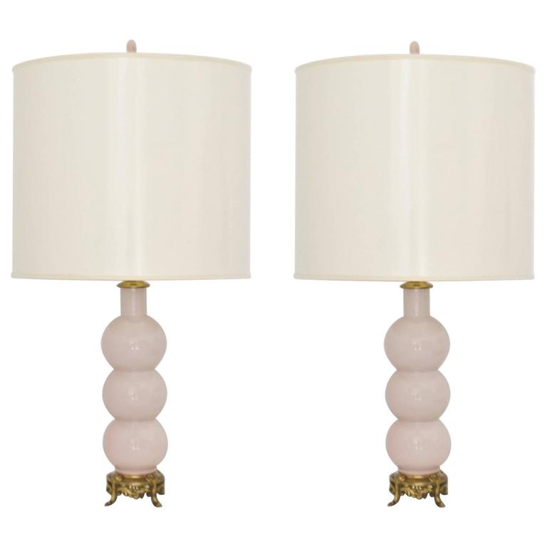 Pair Of Hollywood Regency Fluted Brass And Crystal Ball Table Lamps Pair Of Hollywood Regency Ceramic Stacked Ball Form Table Lamps